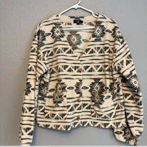 Aztec Patterned Cardigan with Button Closure